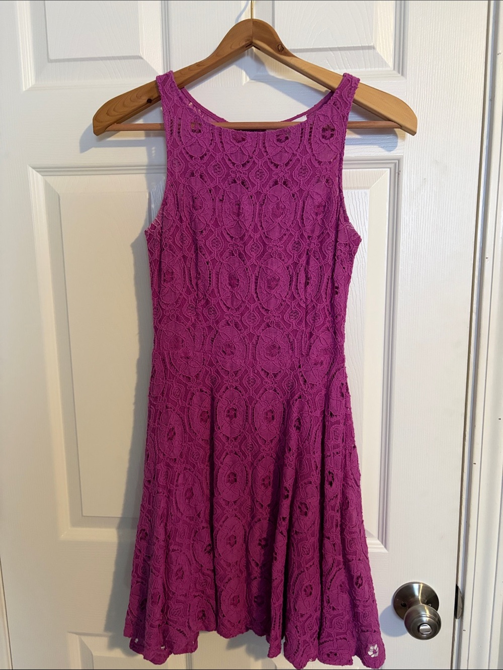 BB Dakota Women’s Magenta Lace Fit & Flare Dress